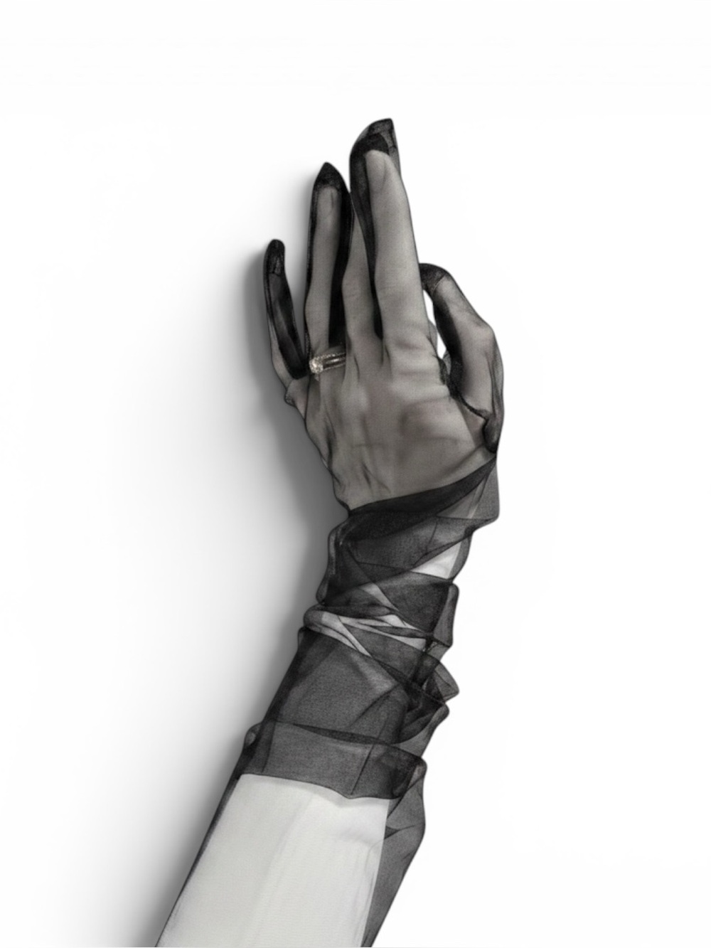 Elegant Black Sheer Gloves (tulle)